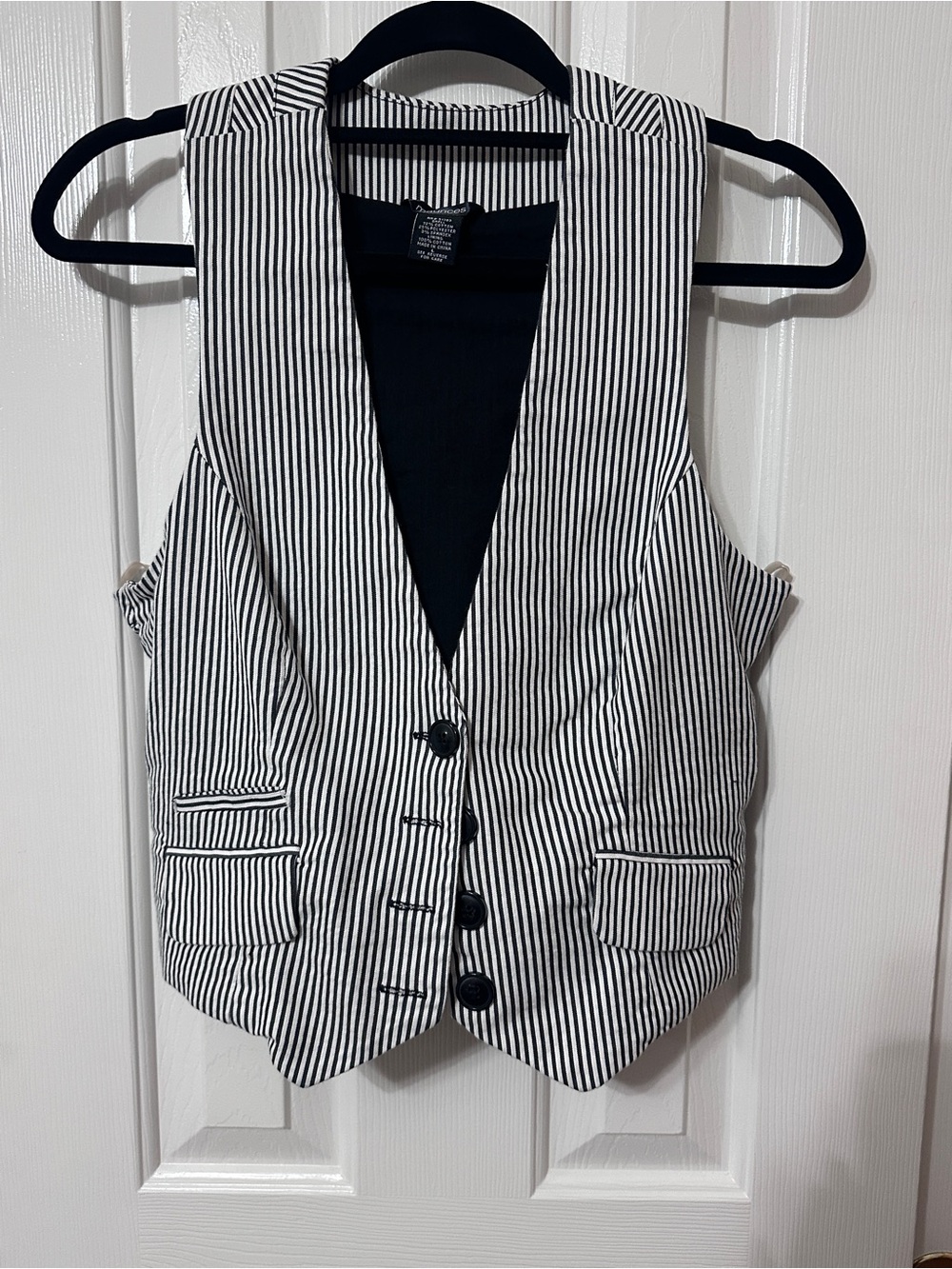 Maurices Black & White Striped Lined Vest